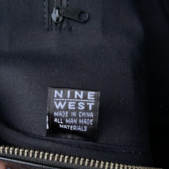 Nine West Black Faux Leather Satchel Handbag Purse 14x10x5 - Picture 6 of 15